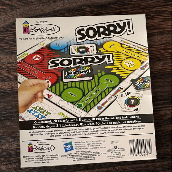 Colorforms Classic Board Games Set - Sorry! Monopoly & Battleship - Ages 6+ - St - Picture 9 of 11